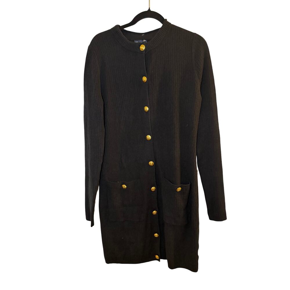 GAP Black Ribbed‎ Gold Button dress NWT size L